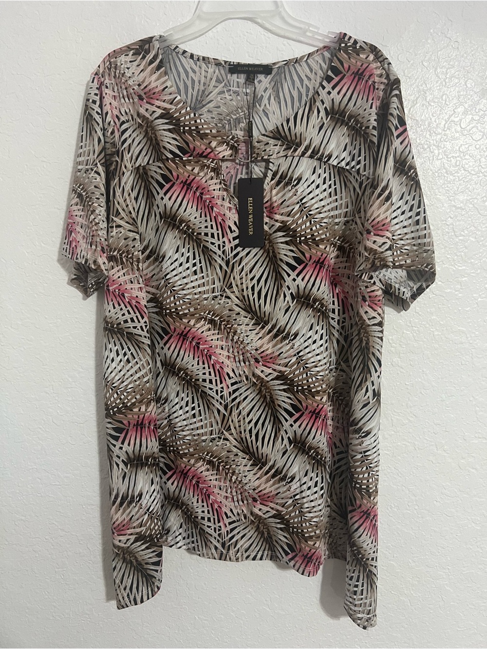 Ellen Weaver Womans Blouse Top Multicolor Plus 3X Polyester Short Sleeve # 683